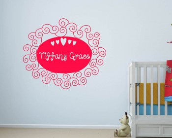 Customised Name Floral Frame  Nursery Sticker